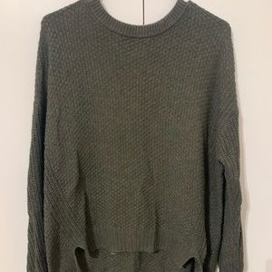 Forest green, textured high low sweater